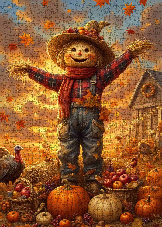 Smiling Scarecrow Harvest Jigsaw Puzzle
