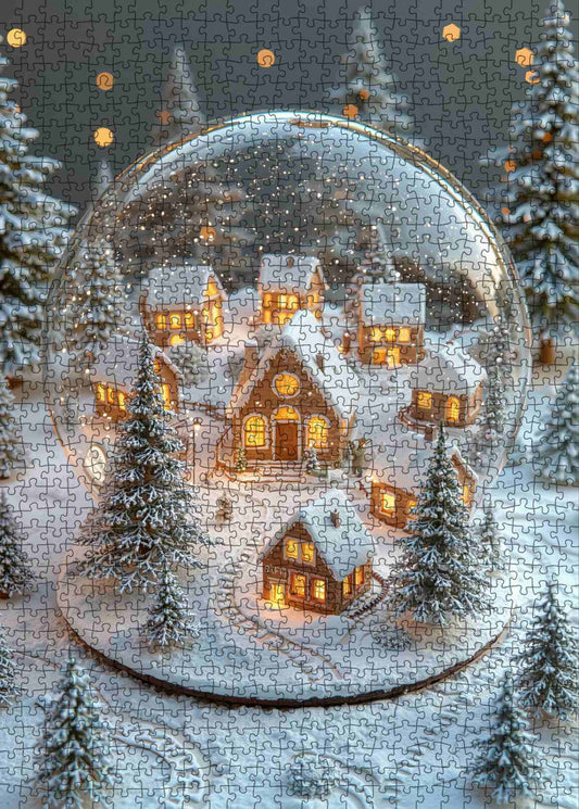 Snow Globe Christmas Village Jigsaw Puzzle
