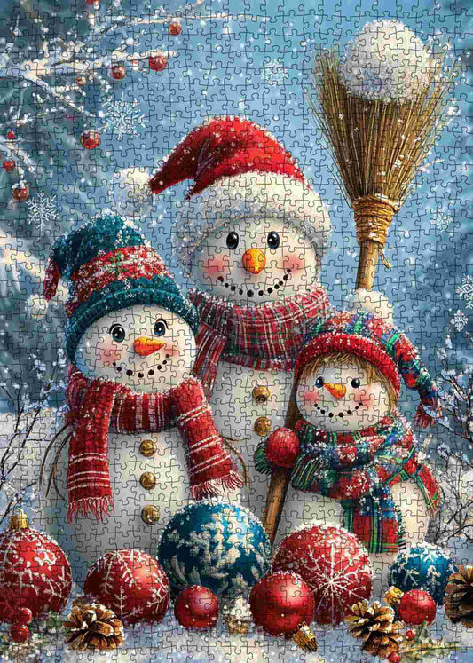 Snowman Family Gathering Jigsaw Puzzle