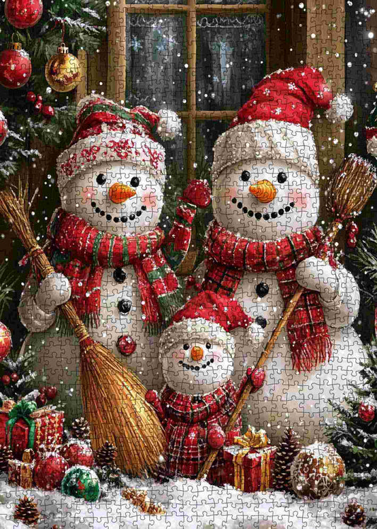 Snowman Family by Window Jigsaw Puzzle