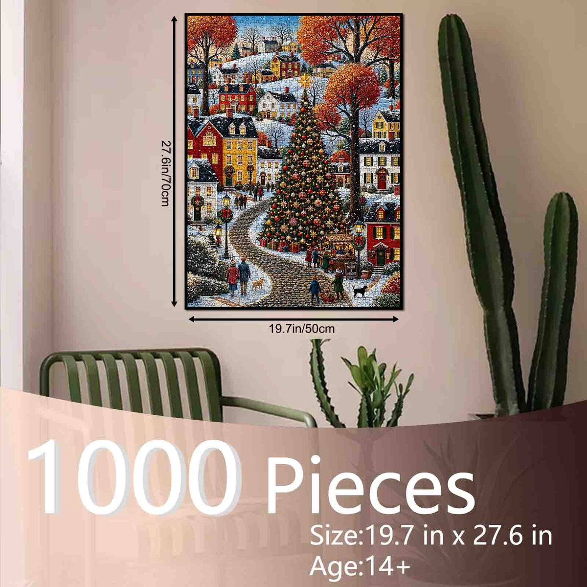 Snowy Christmas Village Square Jigsaw Puzzle