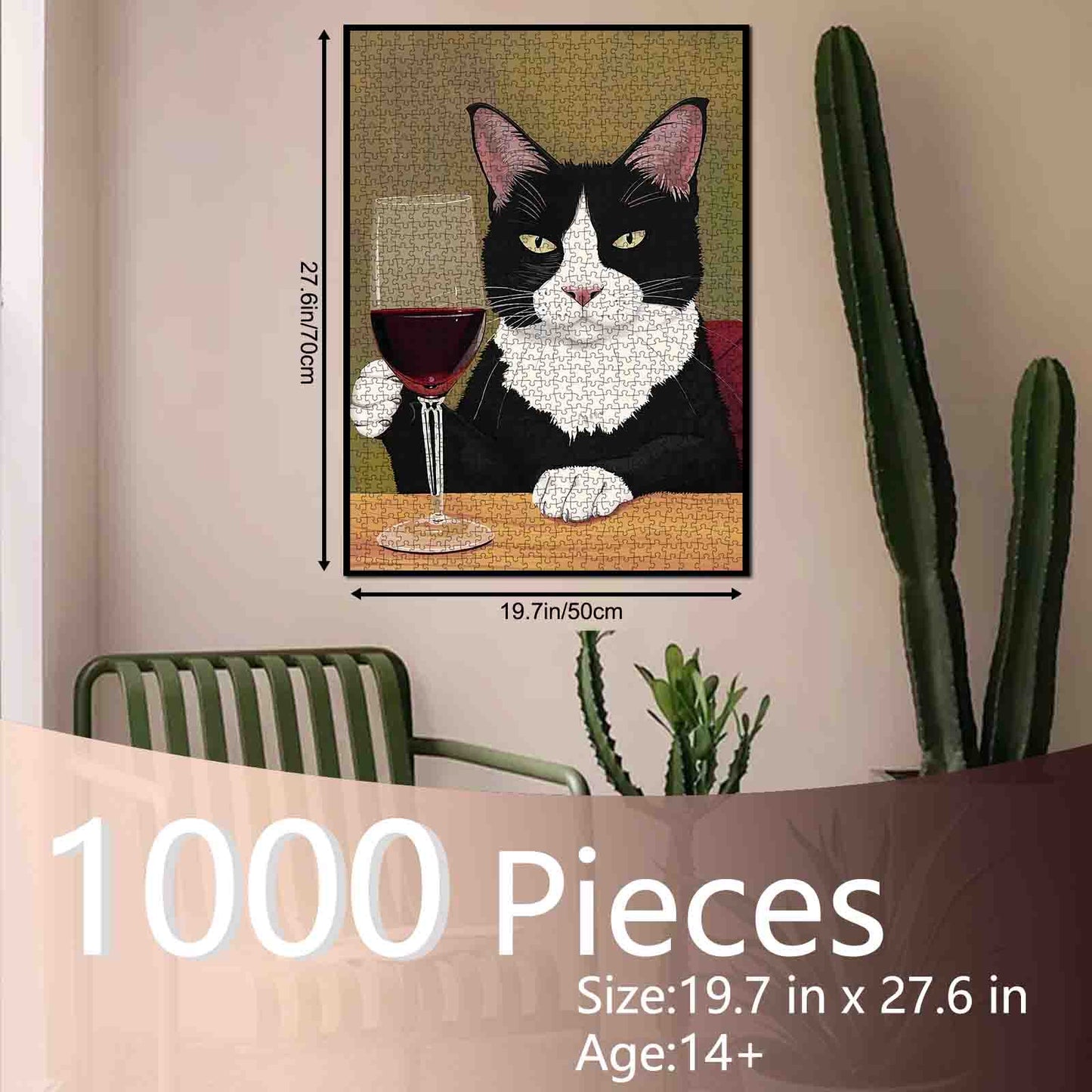 Sophisticated Cat with Wine Jigsaw Puzzle