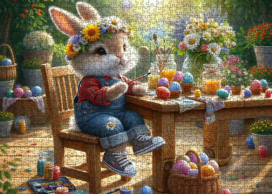 Spring Bunny Egg Painting Garden Jigsaw Puzzle
