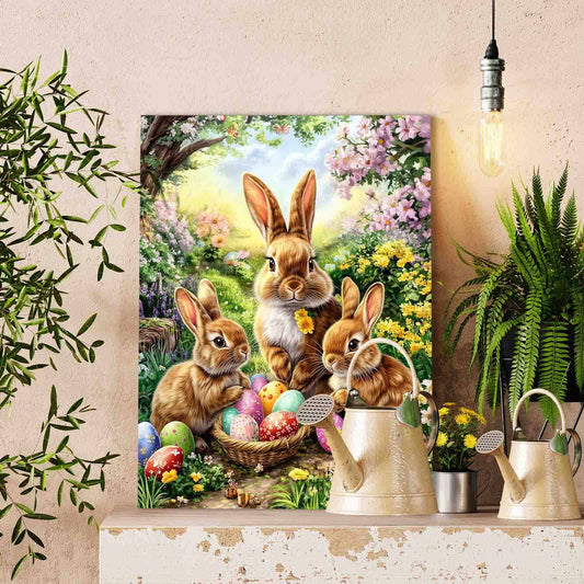 Spring Bunny Family Gathering Paint by Numbers
