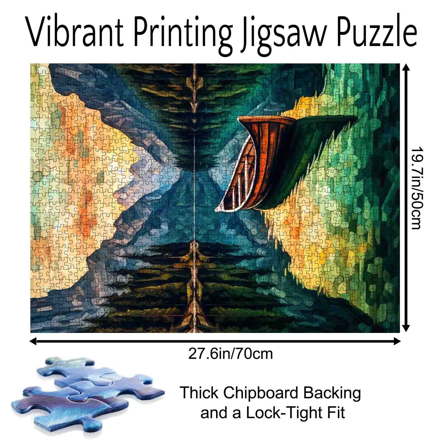 Stained Glass Mountain Lake Jigsaw Puzzle