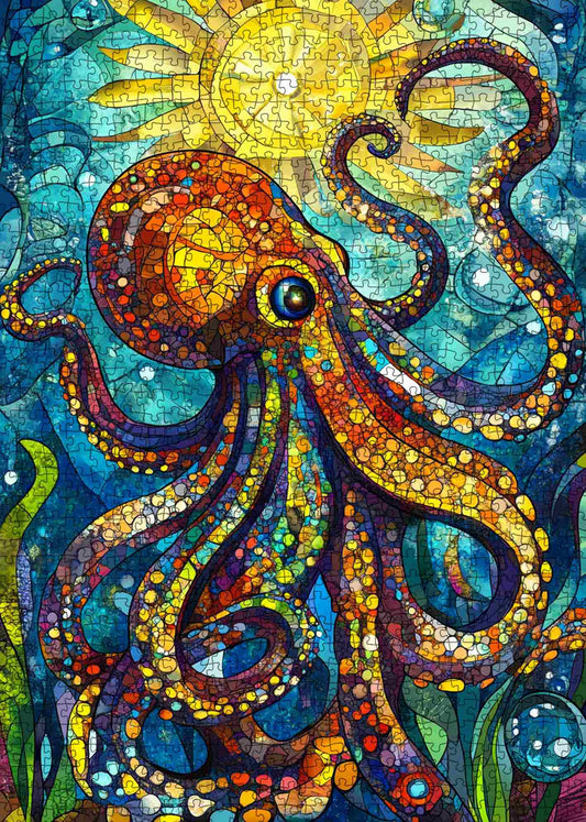 Stained Glass Octopus Jigsaw Puzzle