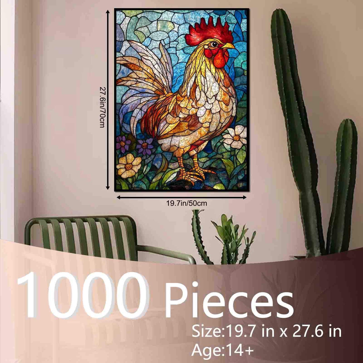 Stained Glass Rooster Jigsaw Puzzle