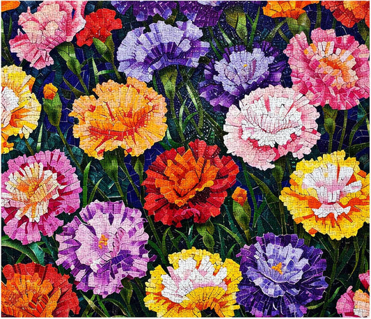 Colorful Mosaic Style Flowers Jigsaw Puzzles