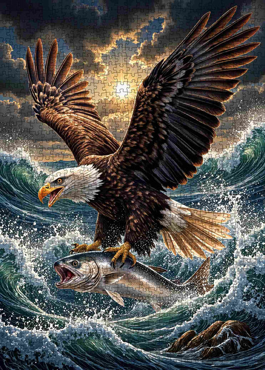 Storm Sea Eagle Catch Jigsaw Puzzle