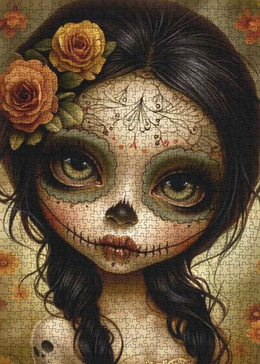 Sugar Skull Girl with Roses Jigsaw Puzzle