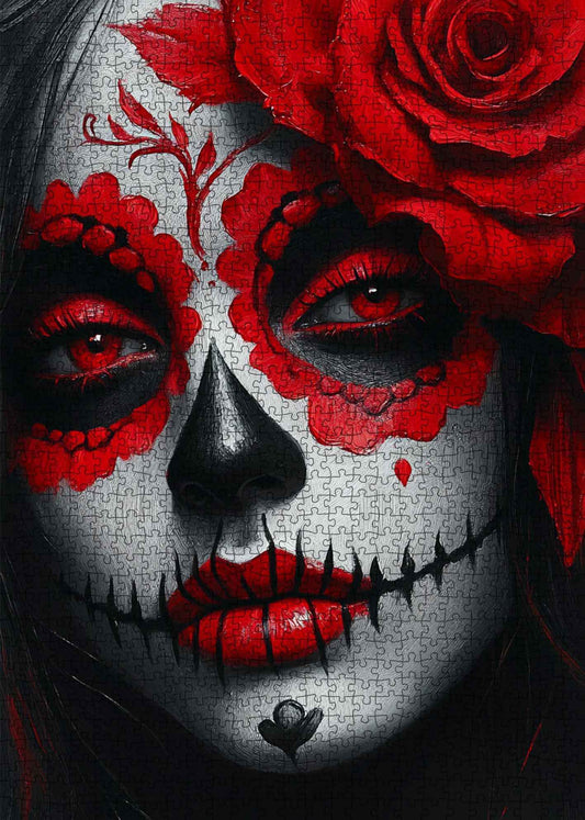 Sugar Skull Red Rose Beauty Jigsaw Puzzle