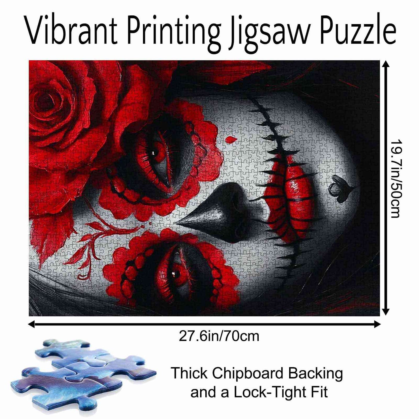 Sugar Skull Red Rose Beauty Jigsaw Puzzle
