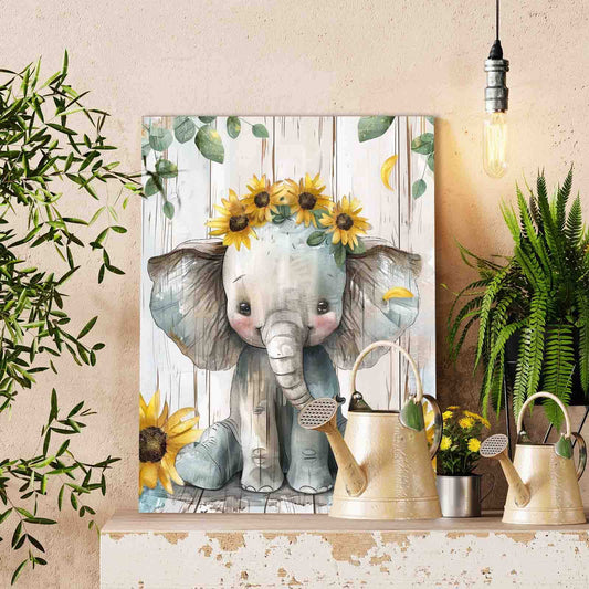 Sunflower Crown Elephant Paint by Numbers