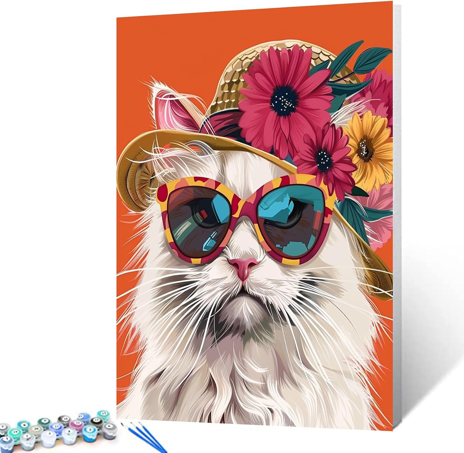 Peinture par numéros de chat avec lunettes de soleil – Tucocoo