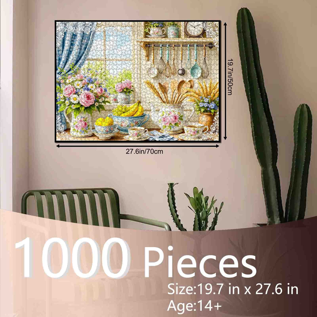 Sunny Cottage Kitchen Flowers Jigsaw Puzzle