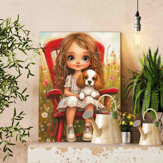 Sweet Girl and Puppy Paint by Numbers