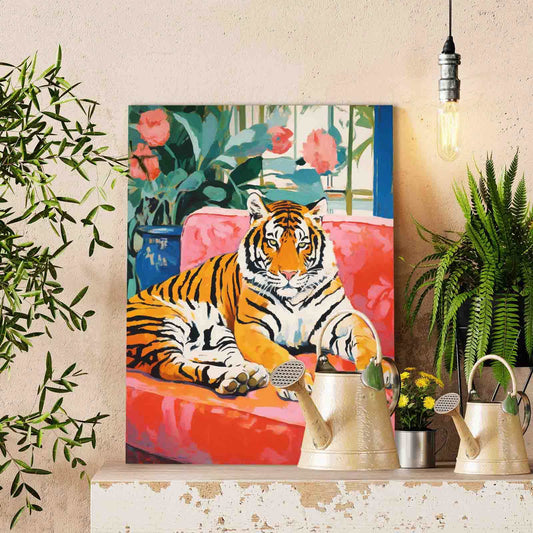 Tiger Sitting on Sofa Paint by Numbers