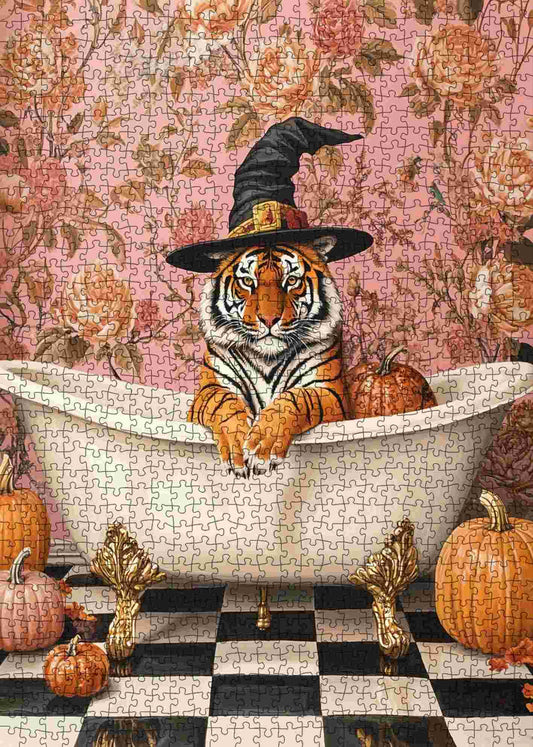 Tiger in Bathtub Fantasy Jigsaw Puzzle