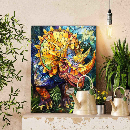 Triceratops Jungle Encounter Paint by Numbers