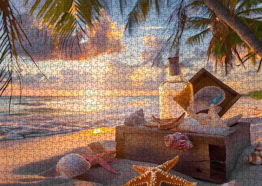 Tropical Beach Sunset Jigsaw Puzzle