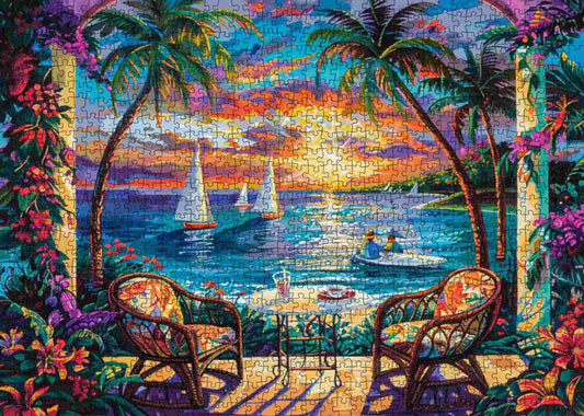 Tropical Sunset Retreat Jigsaw Puzzle