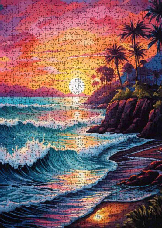 Tropical Sunset Shore Jigsaw Puzzle
