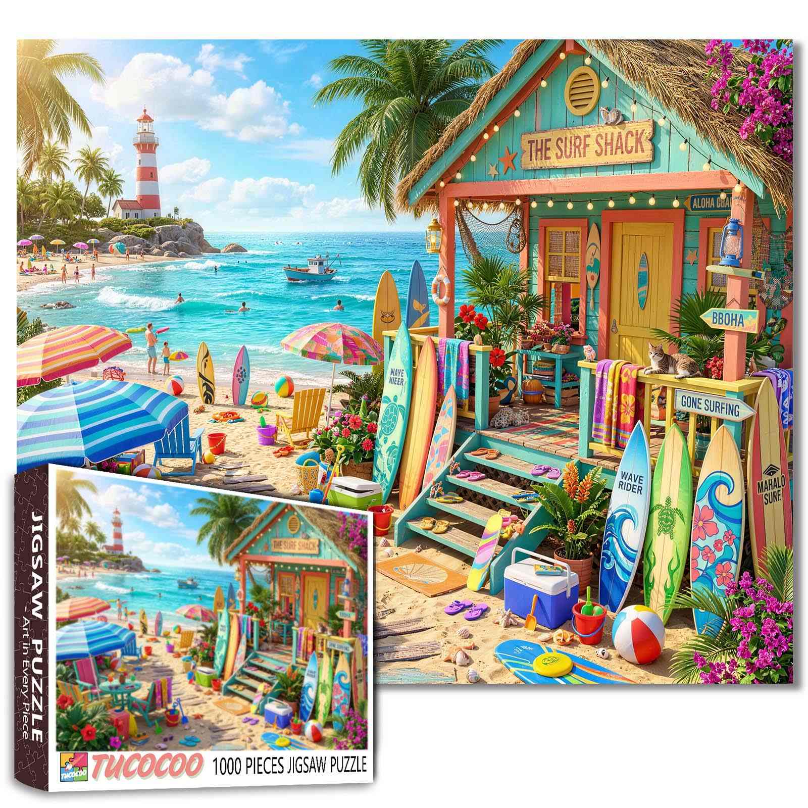 Tropical Surf Shack Beach Paradise Jigsaw Puzzle – Tucocoo