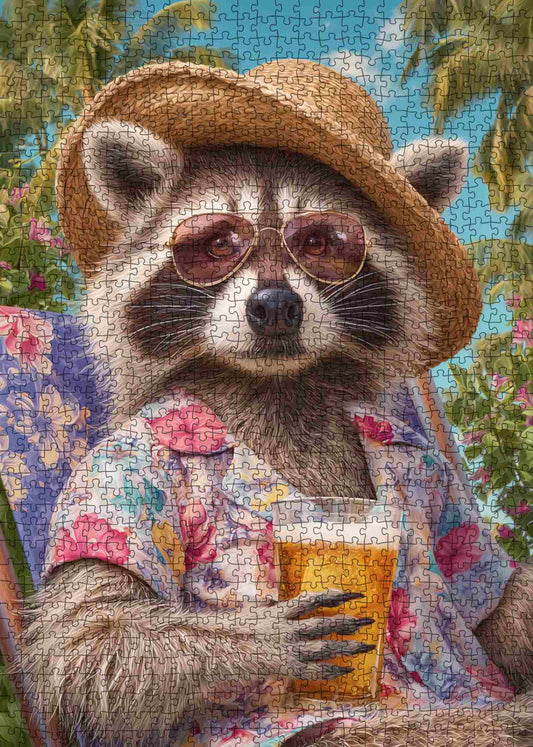 Tropical Vacation Raccoon Jigsaw Puzzle