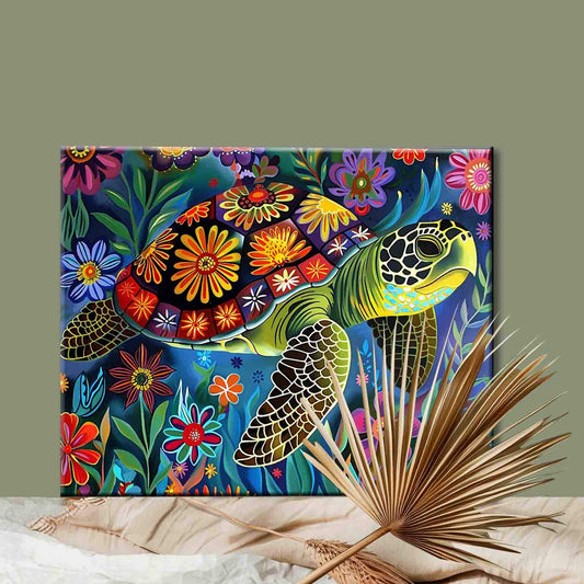 Tropical Floral Sea Turtle Paint by Numbers