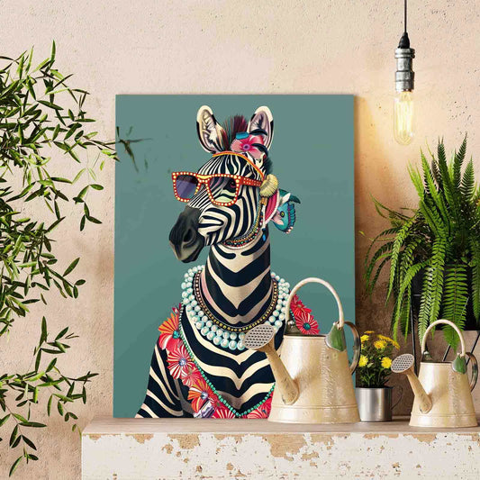 Tropical Glam Zebra Paint by Numbers