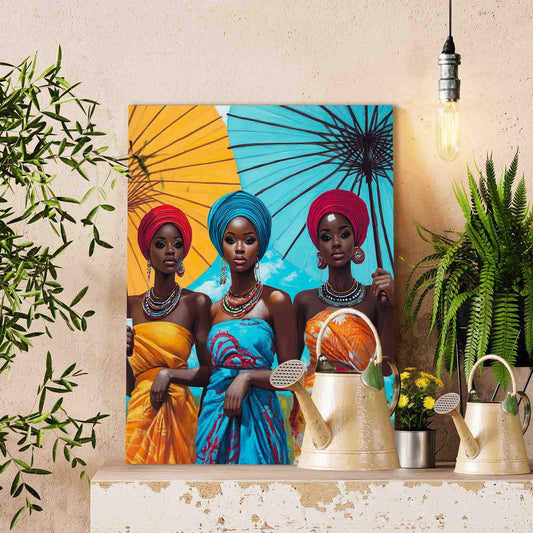 Tropical Sisters with Umbrellas Paint by Numbers