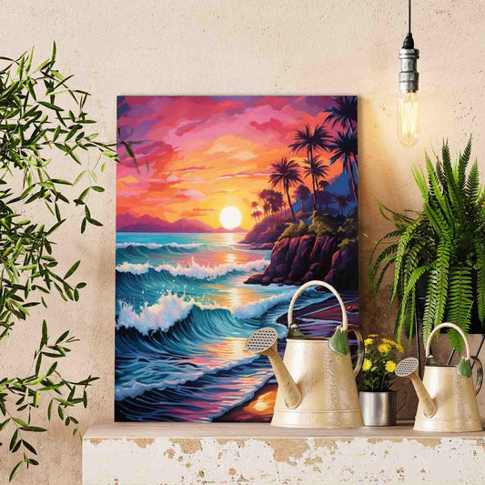 Tropical Sunset Waves Paint by Numbers