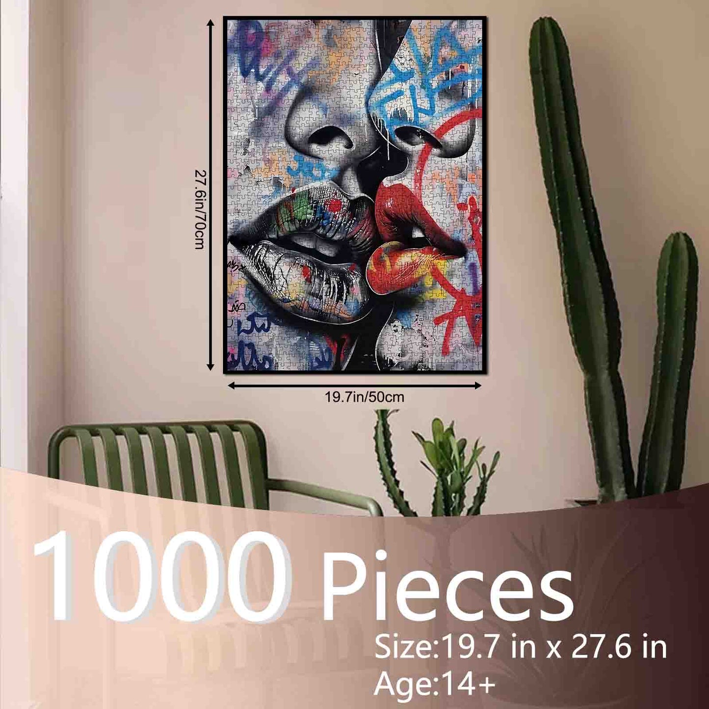 Urban Passion Graffiti Kiss Jigsaw Puzzle