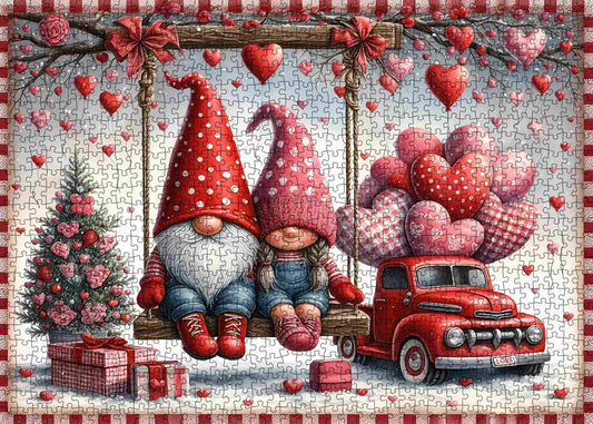 Valentine Gnome Love Swing Jigsaw Puzzle