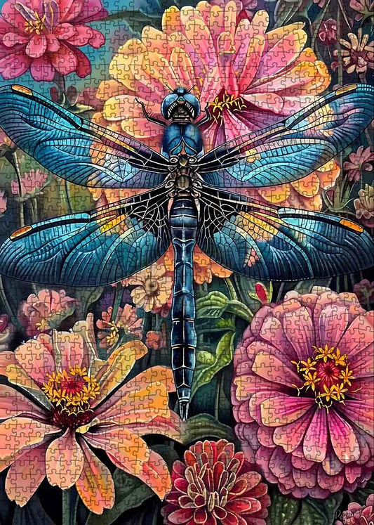 Vibrant Dragonfly Garden Jigsaw Puzzle