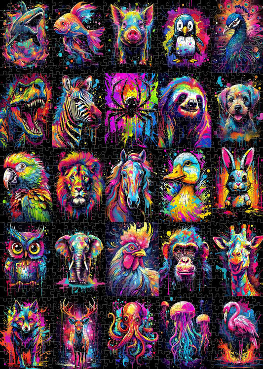 Vibrant Graffiti Animal Portraits Jigsaw Puzzle