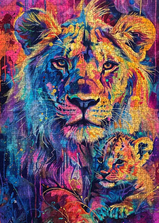 Vibrant Lion and Cub Jigsaw Puzzle