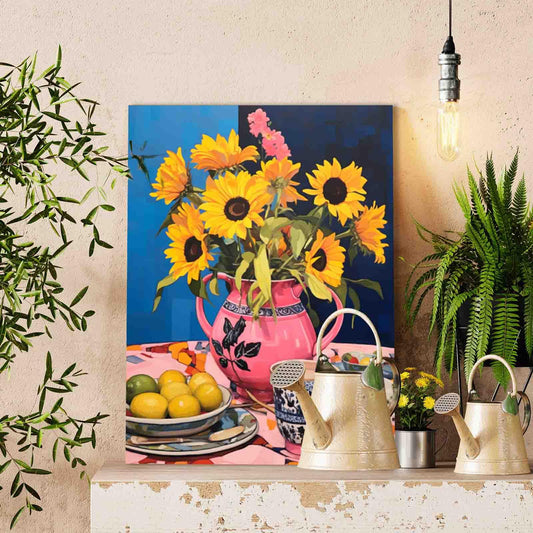 Vibrant Sunflowers Teacup Paint by Numbers