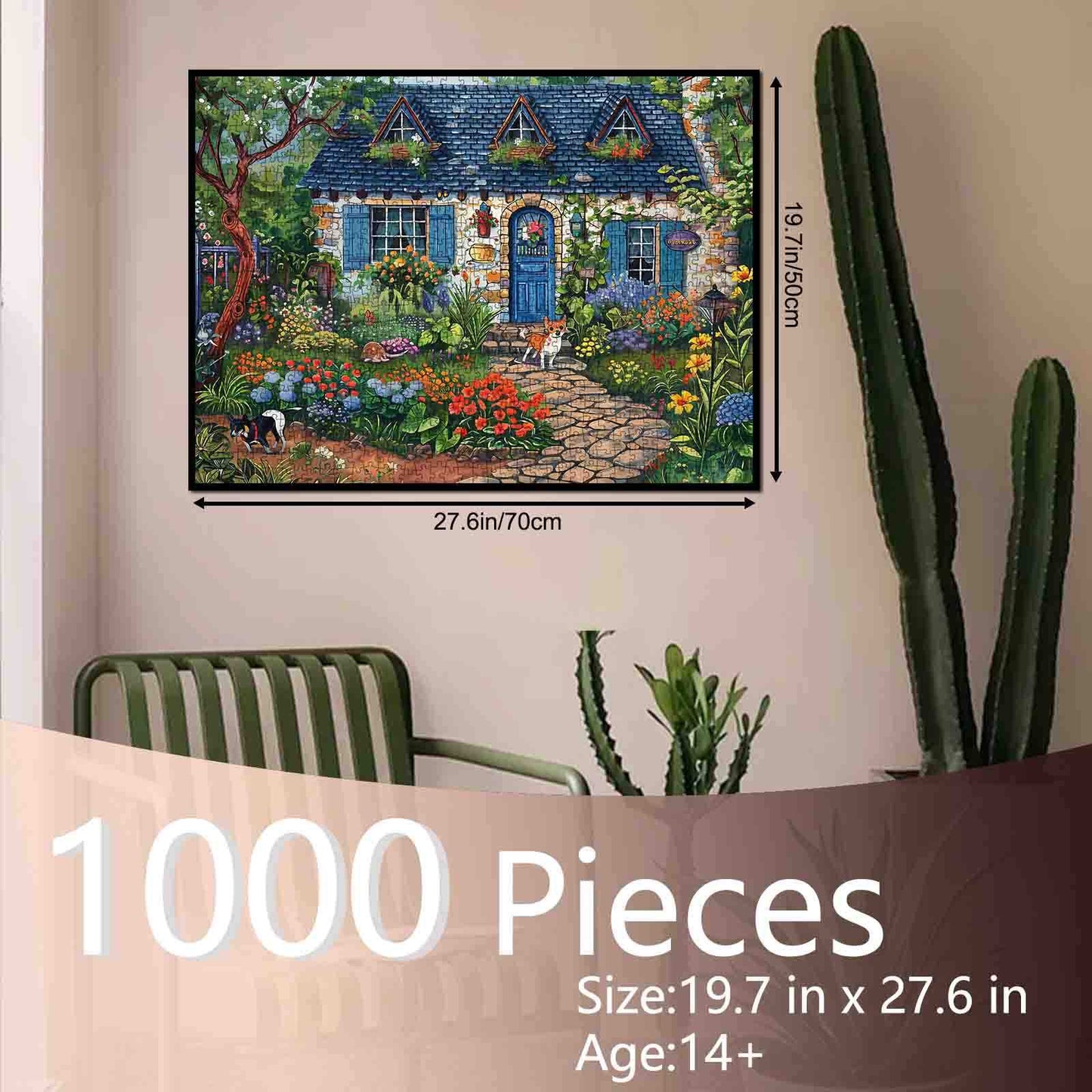 Vintage Blue House And Puppy Jigsaw Puzzle