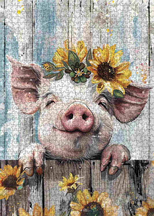 Vintage Style Farm Pig Jigsaw Puzzle
