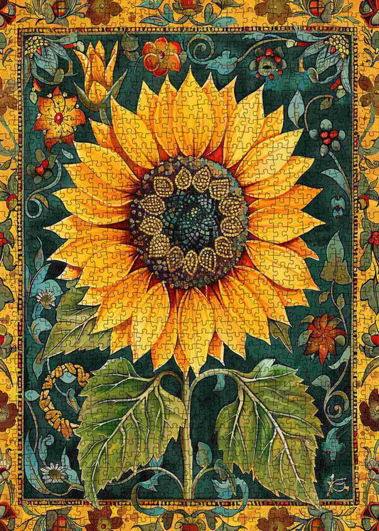 Vintage Sunflower Glory Jigsaw Puzzle