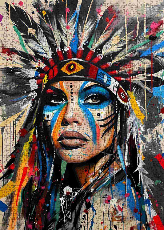 Vivid Tribal Warrior Jigsaw Puzzle