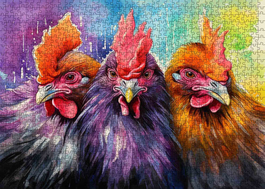Watercolor Chickens Jigsaw Puzzle