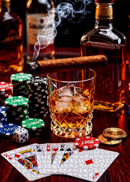 Whiskey Night Poker Table Jigsaw Puzzle