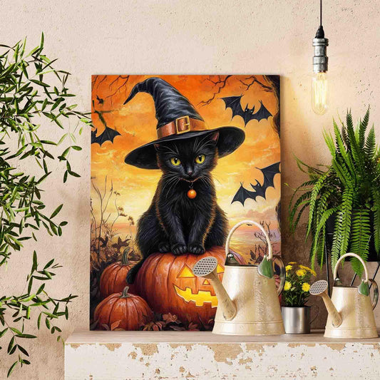 Witch Cat Pumpkin Magic Paint by Numbers