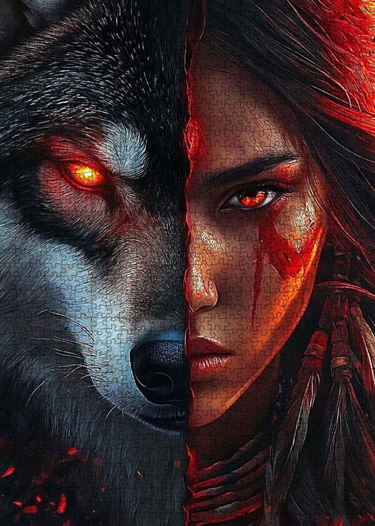 Wolf Spirit Warrior Jigsaw Puzzle