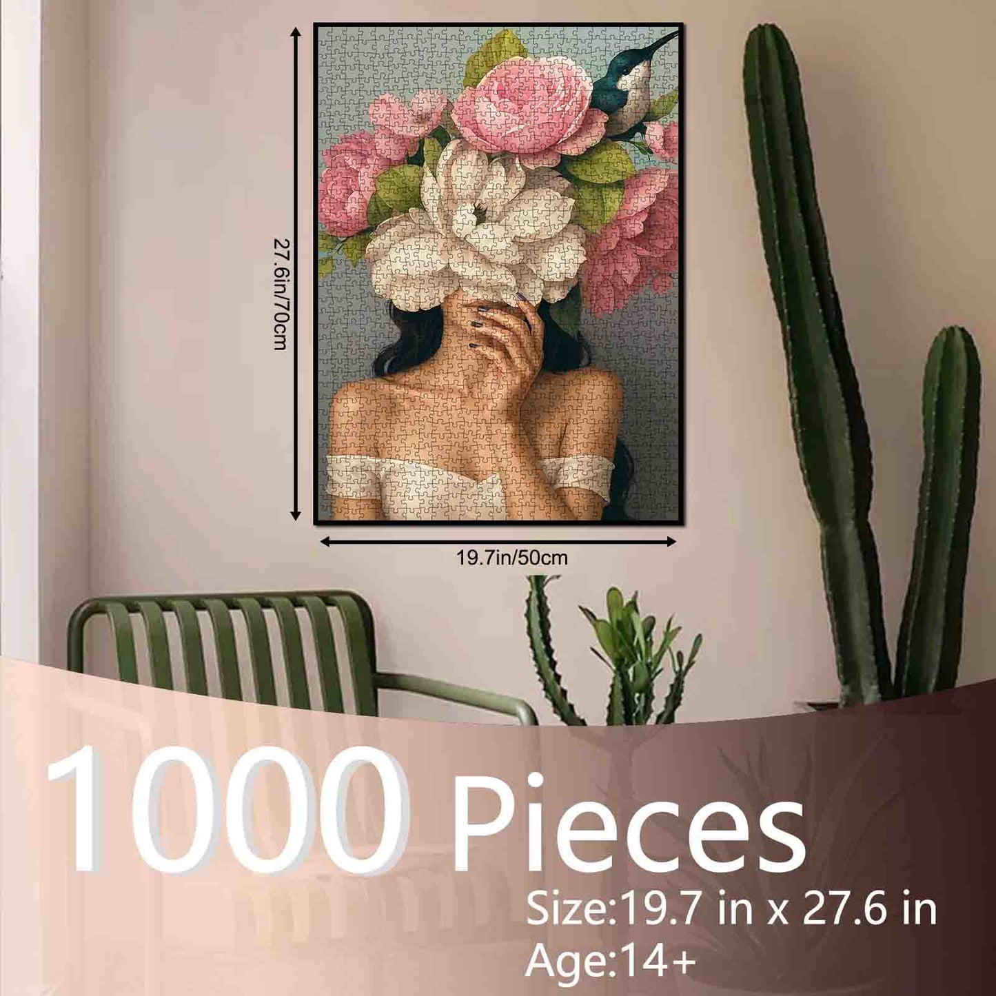 Woman with Magnolia Flowers Jigsaw Puzzle