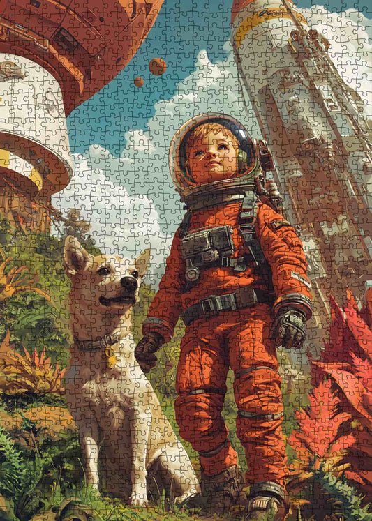 Young Explorer on Futuristic Frontier Jigsaw Puzzle