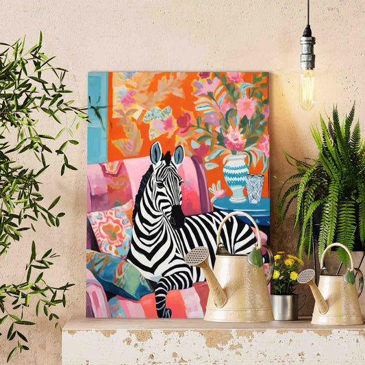 Zebra Sitting on Sofa Paint by Numbers