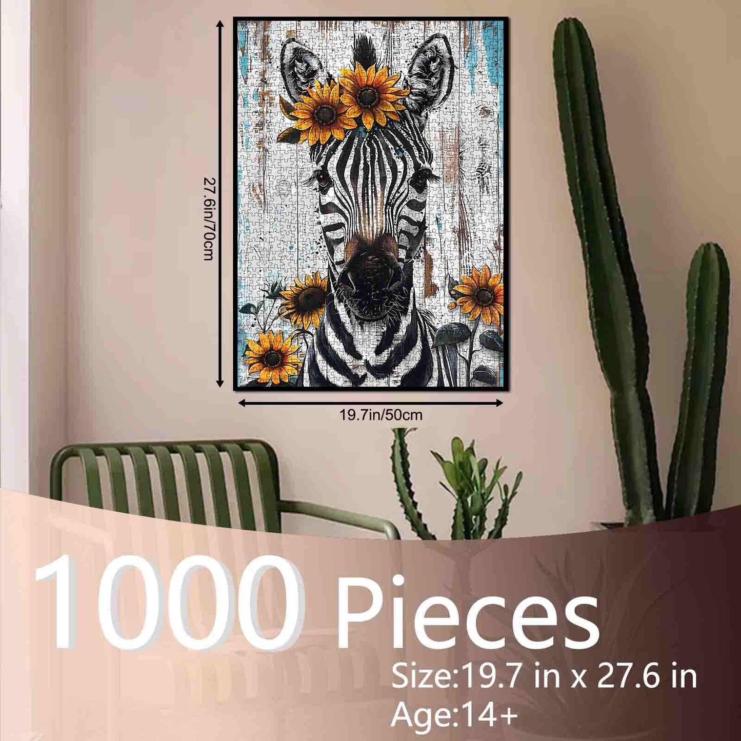Zebra with Sunflowers Jigsaw Puzzle